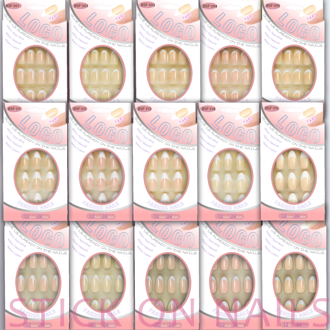 Pre-glued 24pcs ombre nail tips wholesale factory direct supply
