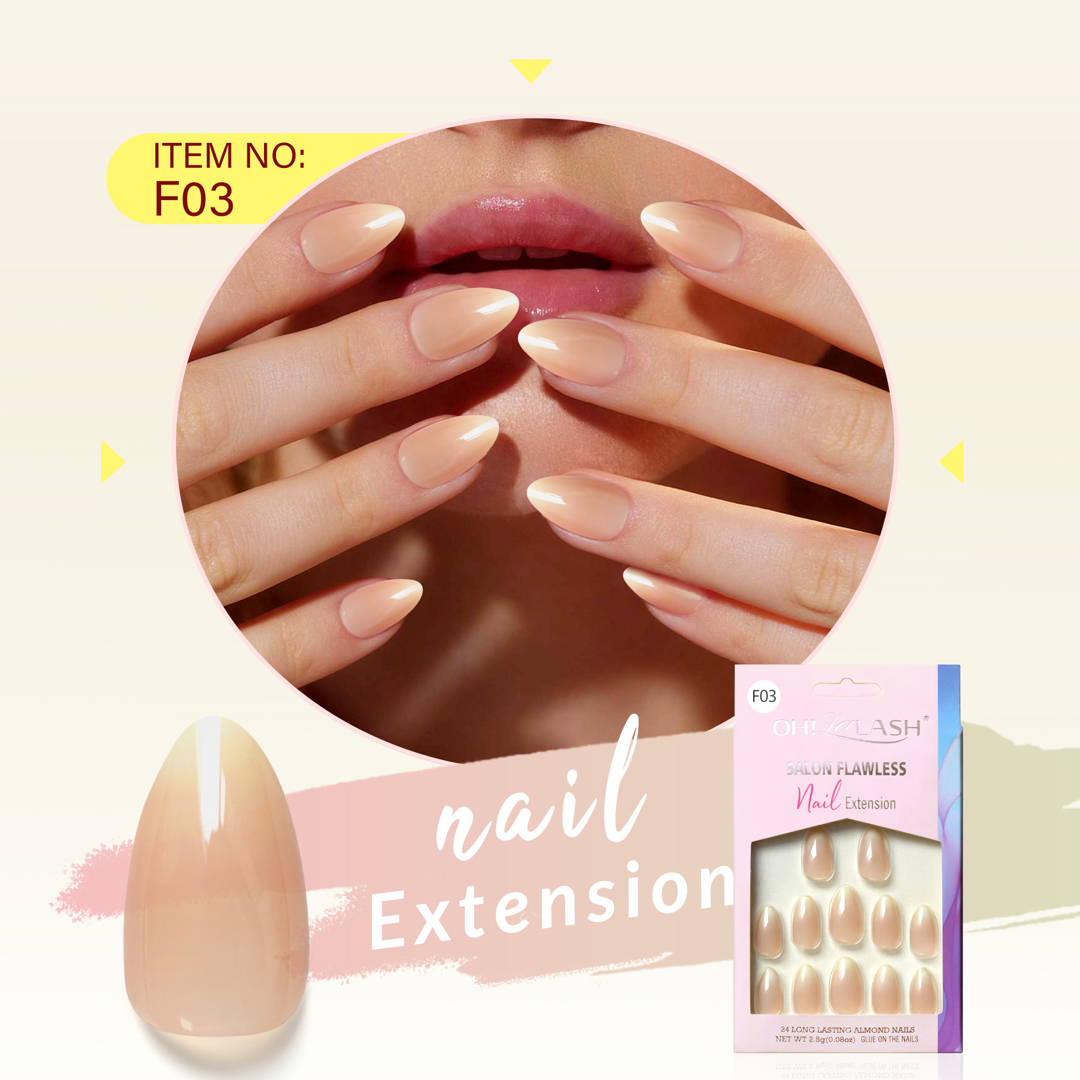 F03 - Ombre fast apply 24 pieces nail tips in shining surface