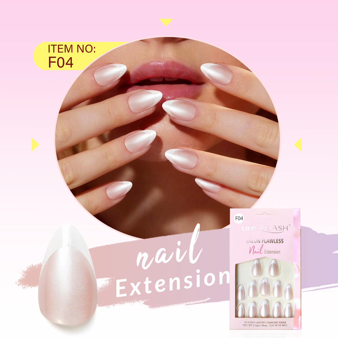 F04 - Wholesale acrylic nail accessories trendy 24pcs full cover False nail tips for women