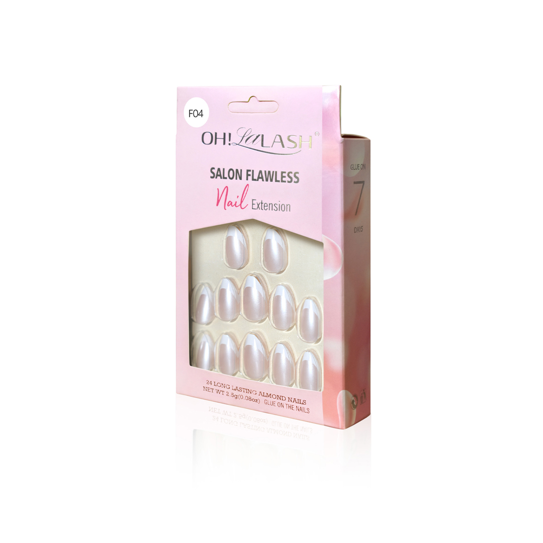 F04 - Wholesale acrylic nail accessories trendy 24pcs full cover False nail tips for women