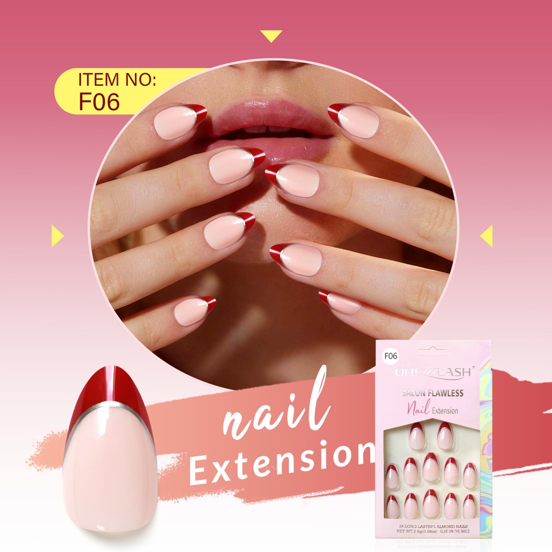 F06 - 24 pieces nail set in light pink ombre fashionable colors