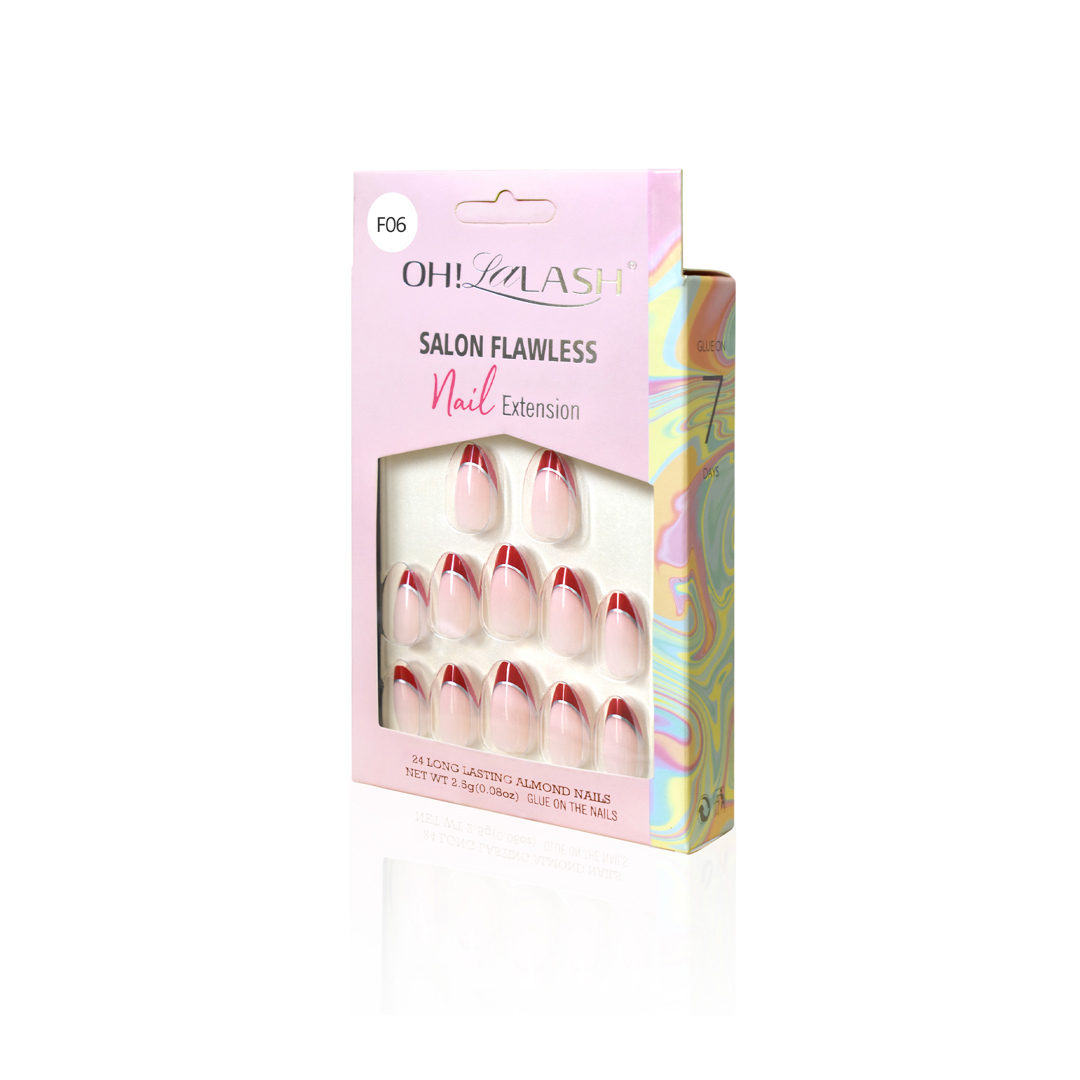 F06 - 24 pieces nail set in light pink ombre fashionable colors