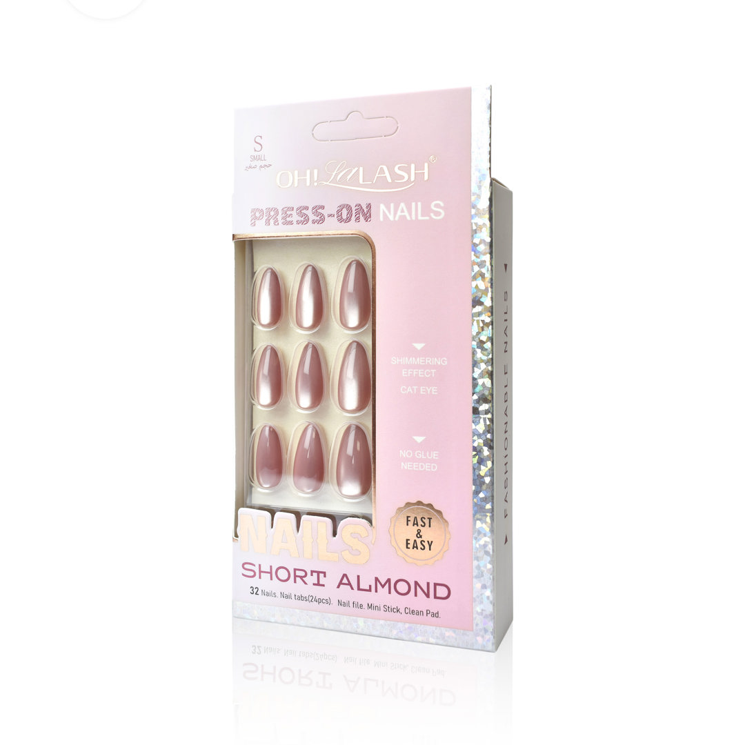 32pcs Natural Cat Eye Press On Nails tips
